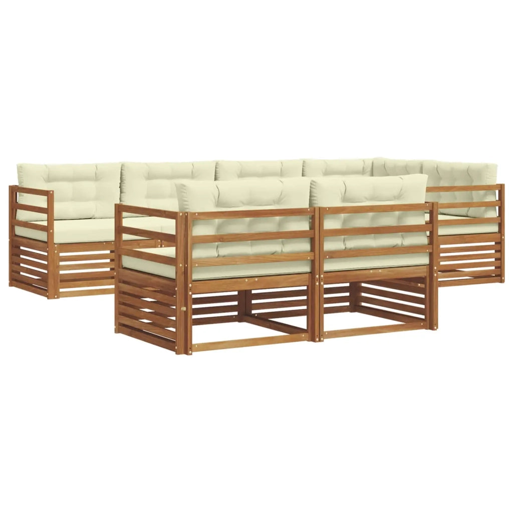 Set di divani da esterno con cuscino 7 pcs Naturale e Crema 3373600