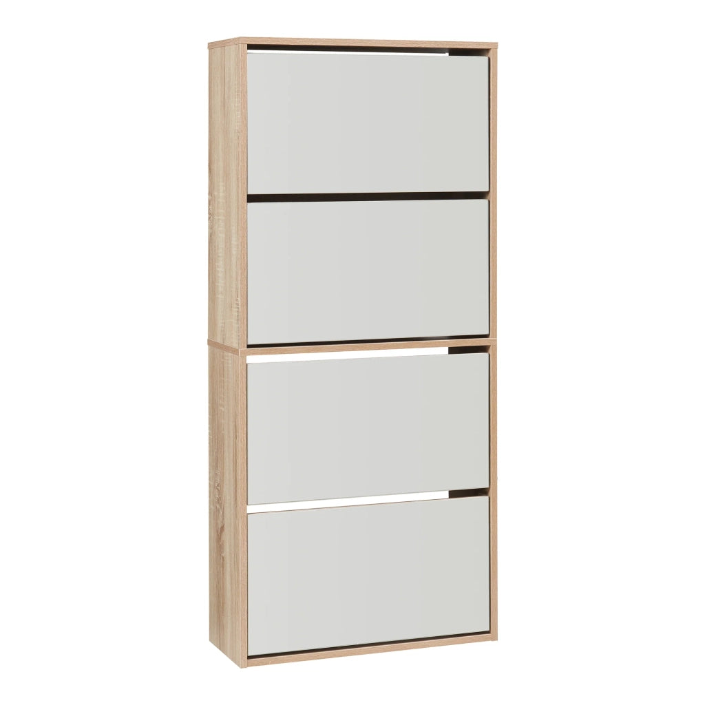 Scarpiera con 4 ante a ribalta e specchio effetto rovere beige 03_0010117
