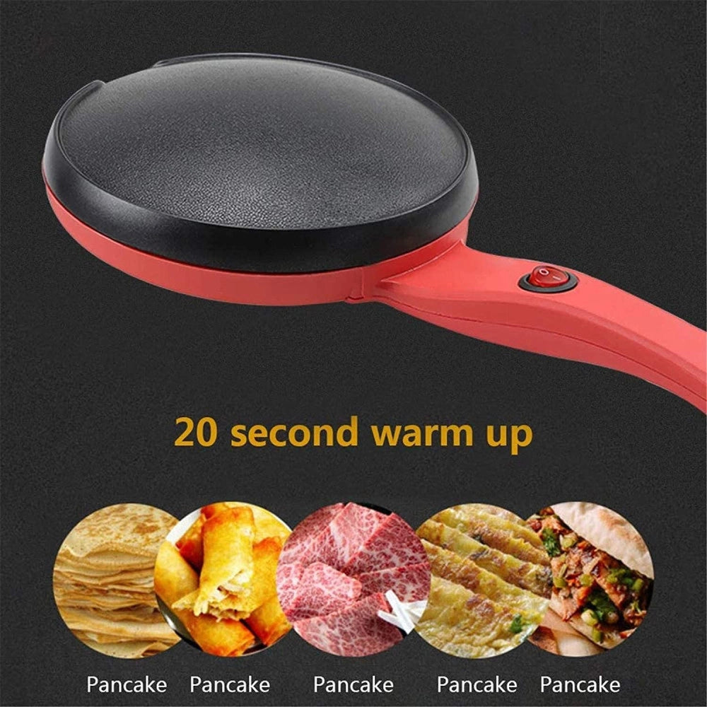 Trade Shop - Crepiera Macchina Per Crepes 600 Watt Con Manico Piastra 20 Cm Antiaderente -