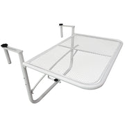 Tavolo sospeso per balcone a altezza regolabile; tavolo in giardino quadrato; in metallo bianco 60x56.5x45cm per terrazza e giardino