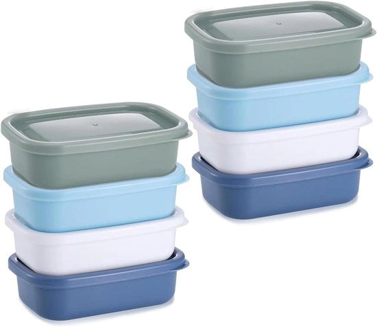 8 contenitori a tenuta di aria riciclabili con coperchio per conservazione di alimenti - ideali per yogurt e frutta - rettangolari - resistente al microonde - 100 ml
