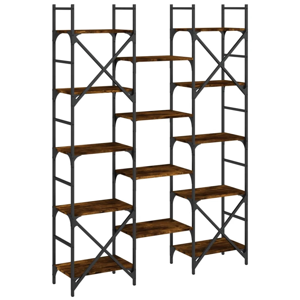 Libreria Rovere Fumo 127,5x28,5x172,5 cm in Legno Multistrato 838870