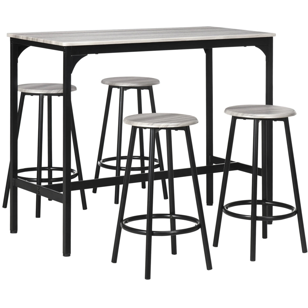 Set tavolo da bar 5 pezzi 110x50x89.5 cm salvaspazio in MDF grigio