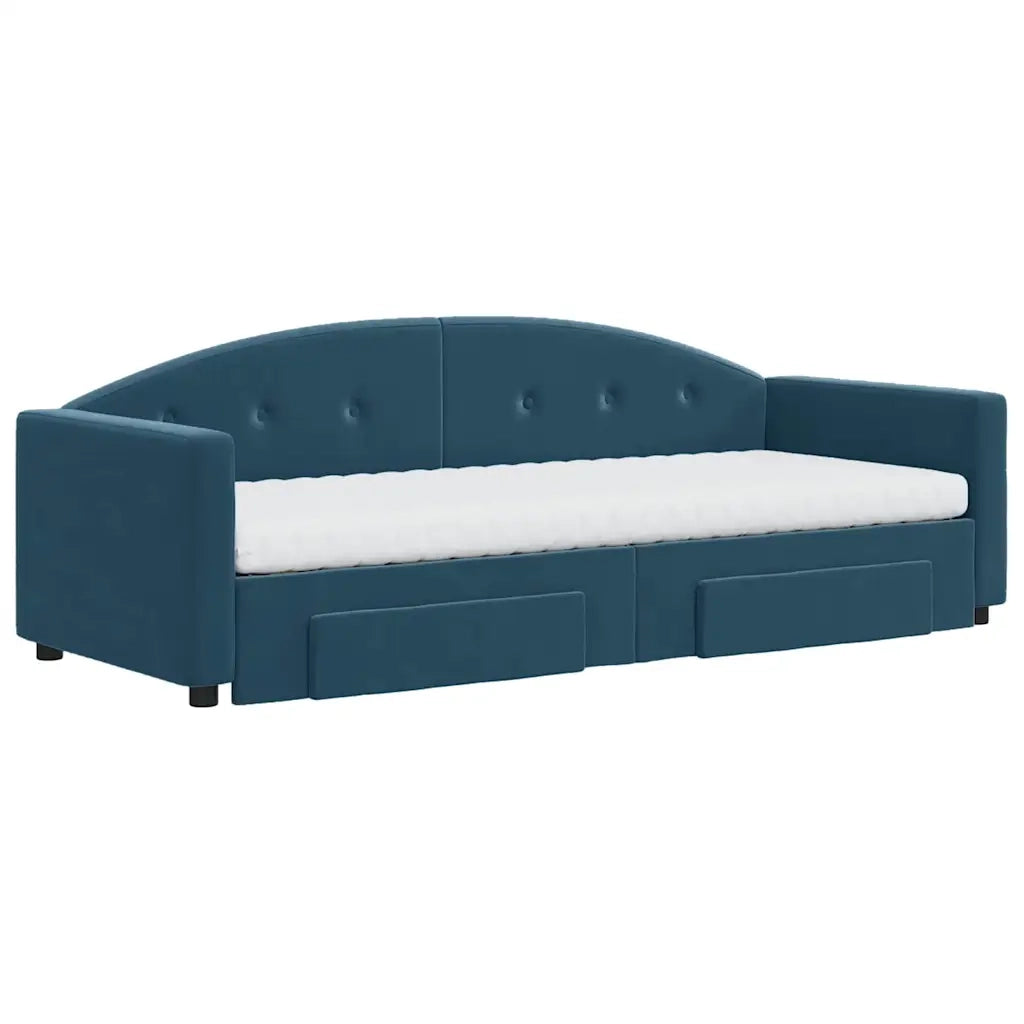 Divano Letto Estraibile con Cassetti Blu 80x200 cm in Velluto 3197365