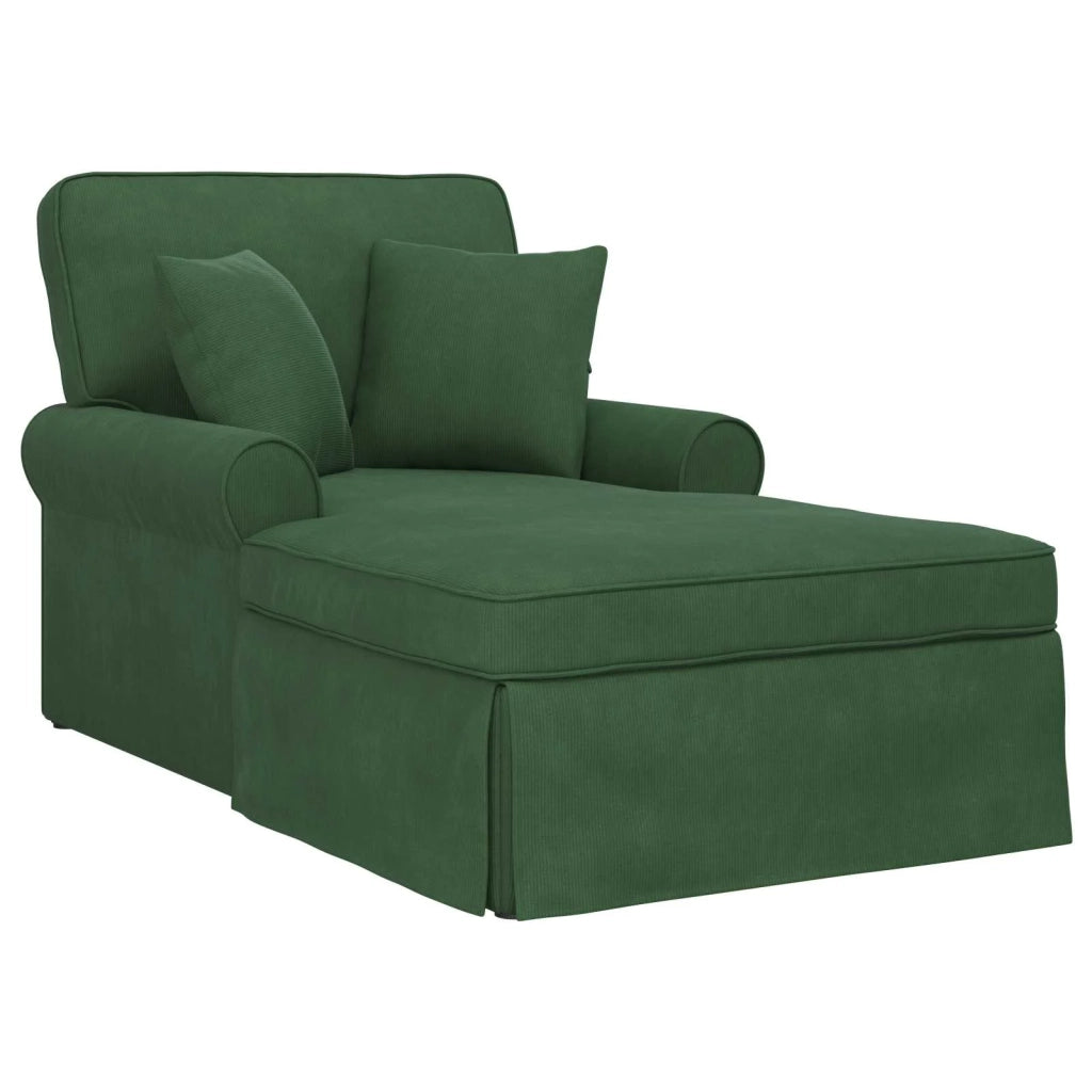 Chaise Longe con Gonna 3 pcs Verde Giungla Tessuto in Cords