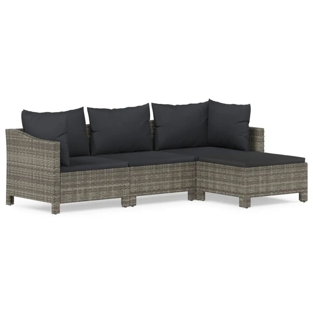Set Divani da Giardino 4 pz con Cuscini in Polyrattan Grigiocod mxl 124571