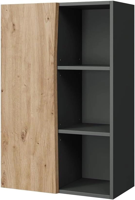 Mobiletto di media altezza Willow, Artigiano, 56 x 86 cm con 3 scomparti aperti, adatto al montaggio a parete per diverse dimensioni di bagno