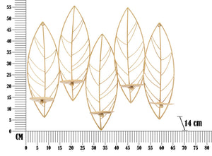 Portacandele da Parete 4 Posti 66x14x56 cm in Metallo Oro