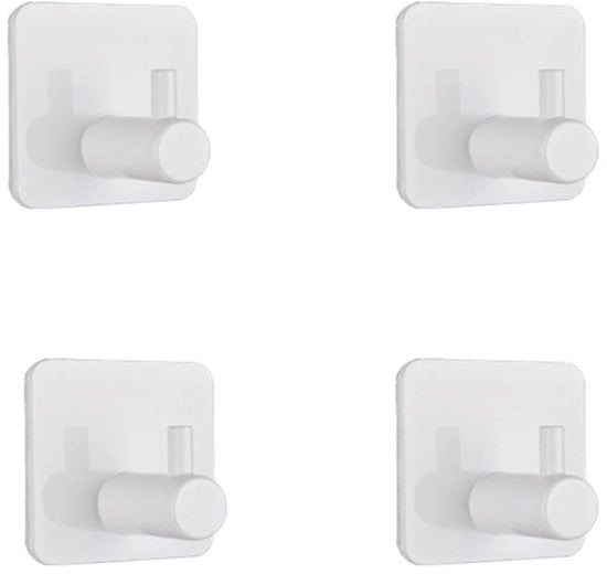 Supporto per asciugamani senza perforazione - grappoli autoadesivi - set da 4 - bianco - acciaio inossidabile