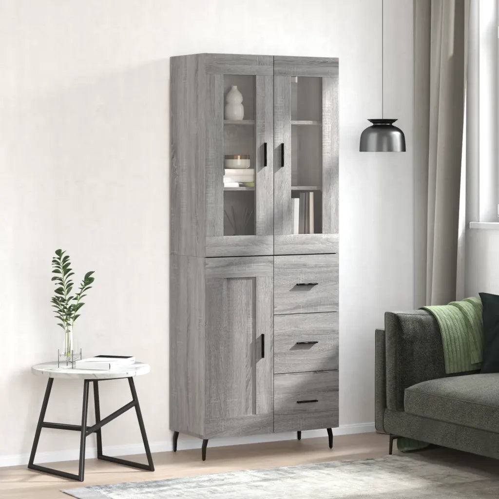 Credenza | Madia | Buffet da pranzo | Armadio da pranzo Grigio Sonoma 69,5x34x180 cm in Legno Multistrato