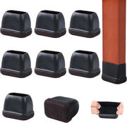 8 Pezzi di Protezione per Punti di Sedia in Vetroresina - con Pelle - Piccoli Bocchini in Silicone - per Pavimenti in Legno - Nero - Esterno - Antiscratto - Adattamento Lunghezza 3,3-4,3 cm - Larghezza 1,5-2,3 cm