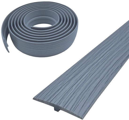 Profilo di transizione a forma di T autofissante 50 mm - Striscia di copertura per pavimenti in PVC - Finestra grigia 3 m