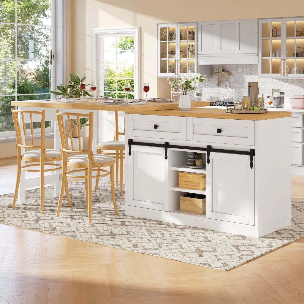 ISOLA DA CUCINA Girevole 120-197 cm Bianco MDF e Metallo