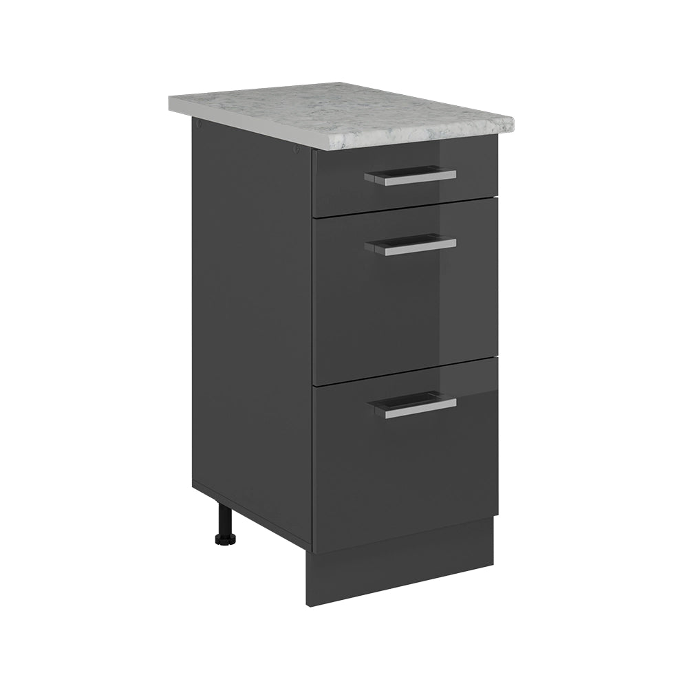 Mobiletto base per cucina R-Line Antracite lucido/Antracite 40 cm PL Marmo Vicco