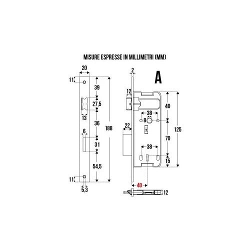 SERRATURA PATENT F.OTT.BQ.DIST.70 E40