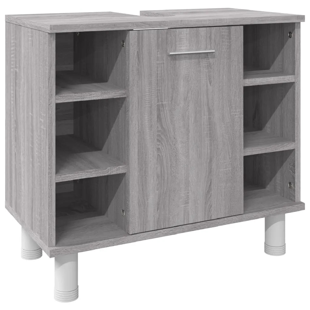 Set Mobili da Bagno 3 pz Grigio Sonoma in Legno Multistrato 3187610