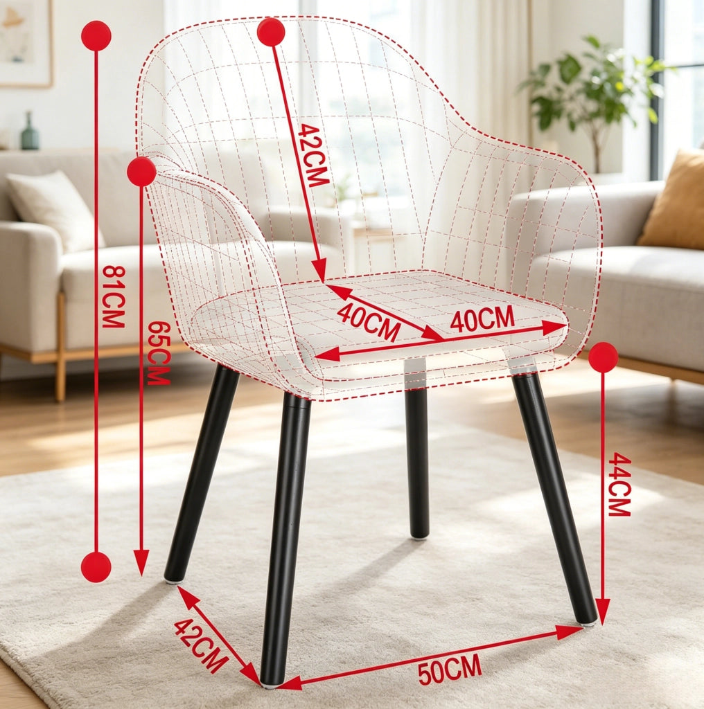 Sedia da pranzo in velluto blu 42x50x81 cm, set da 2, con braccioli