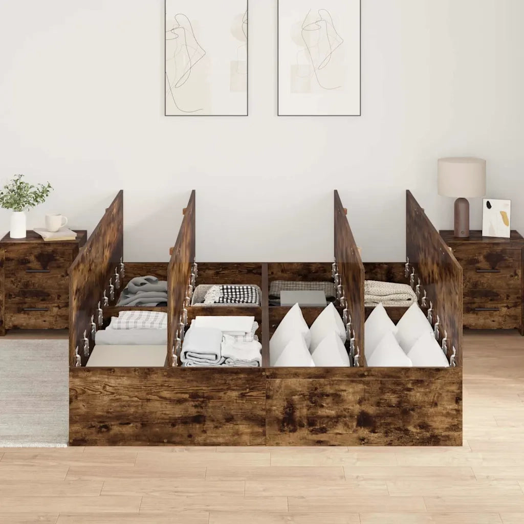 Struttura letto con contenitore Rovere fumé 150 x 200 cm 3335385
