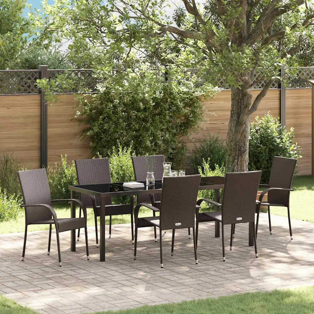 Set da Pranzo per Giardino 7 pcs Marrone 3379399