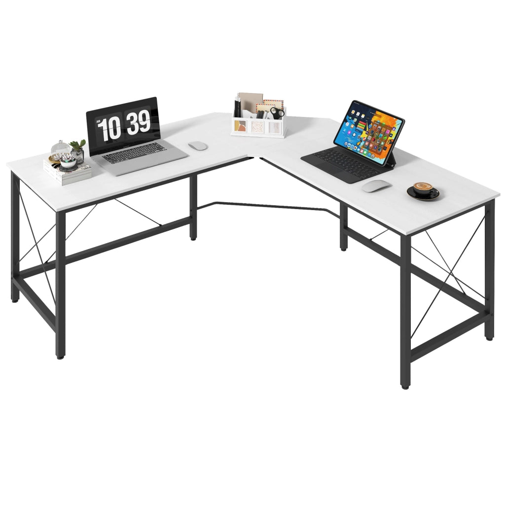 Scrivania Angolare Moderna con Struttura Metallo ¨C Zephmum ¨C Bianco 150x150x76 cm