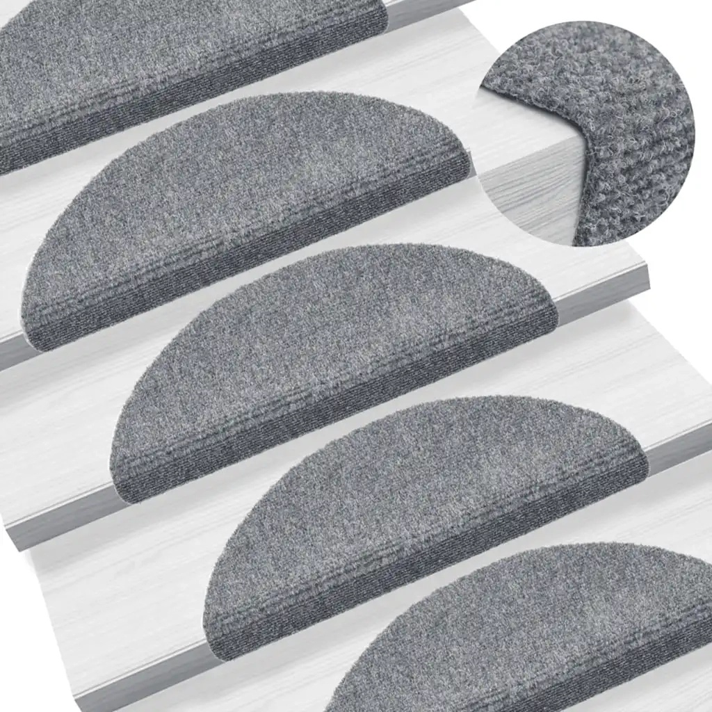vidaXL Tappetini per scale autoadesivi 20 pz 56x17x3 cm Grigio chiaro semicircolari