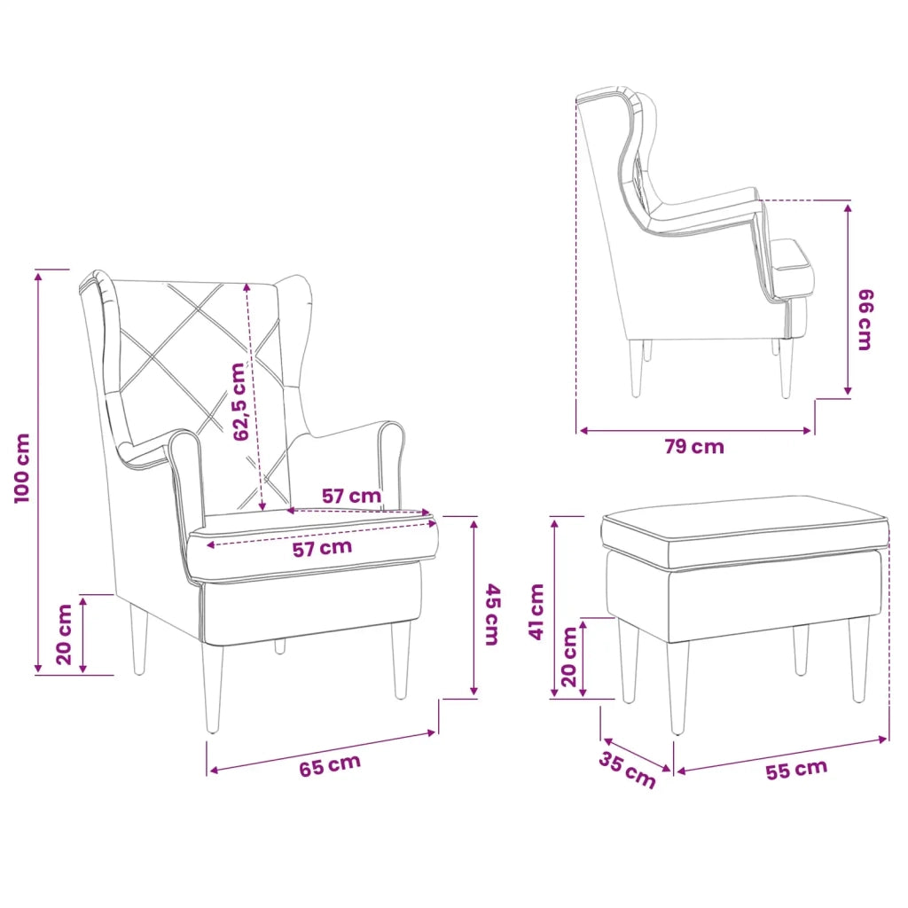 Poltrona con Ottomano 2 pz Grigio Scuro Velluto 3418843