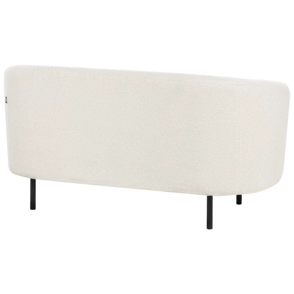 Set di 2 divani e poltrona in tessuto bouclè bianco e nero con gambe nere stile glamour retrò soggiorno