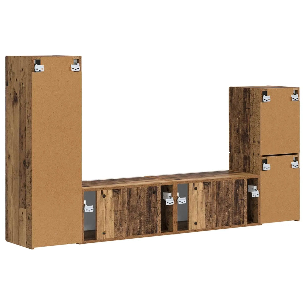 Set mobile TV 4 pz-Credenza per TV Legno vecchio Legno multistrato 133540