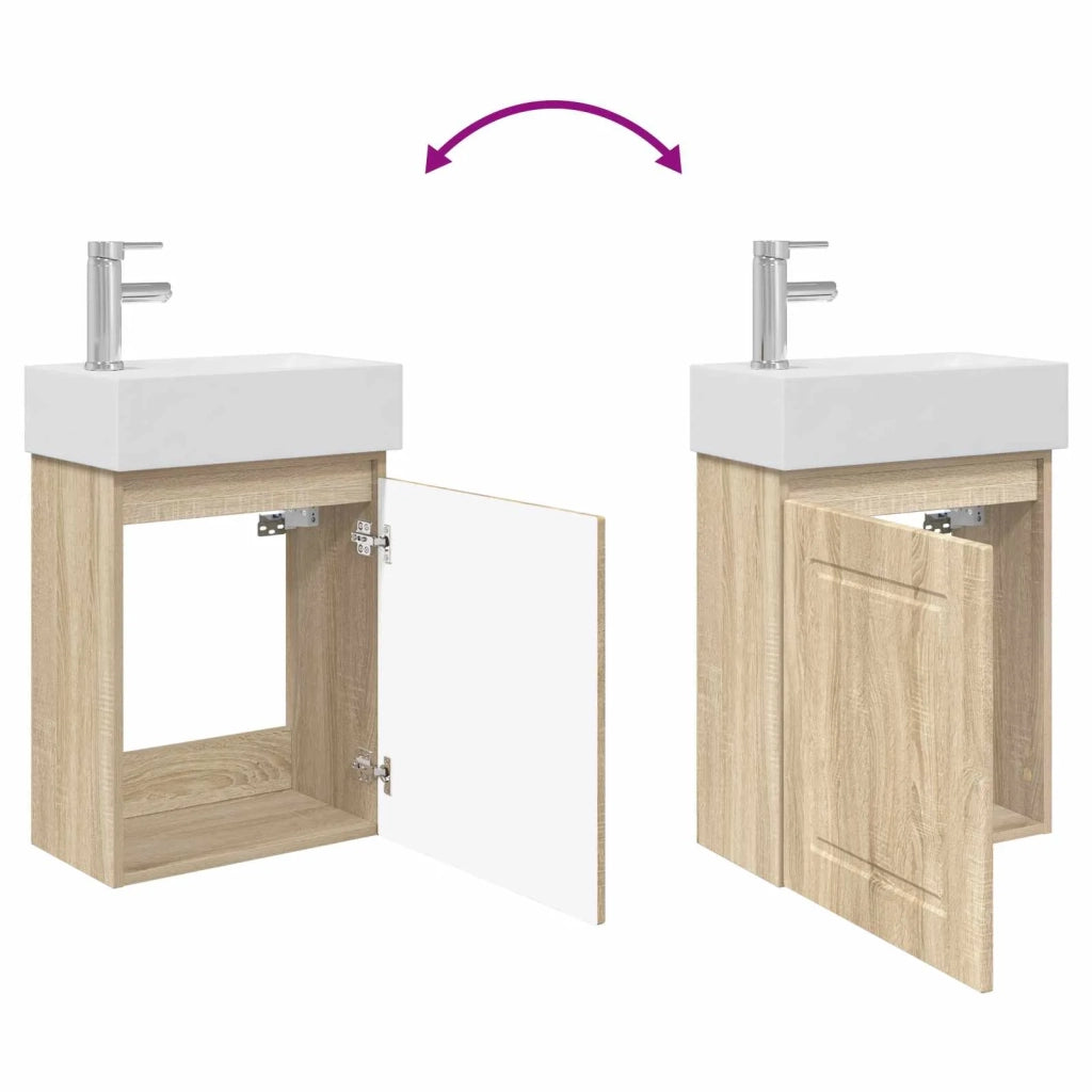 Mobile bagno con rubinetto Rovere Sonoma 45,5 x 22,5 x 84 cm