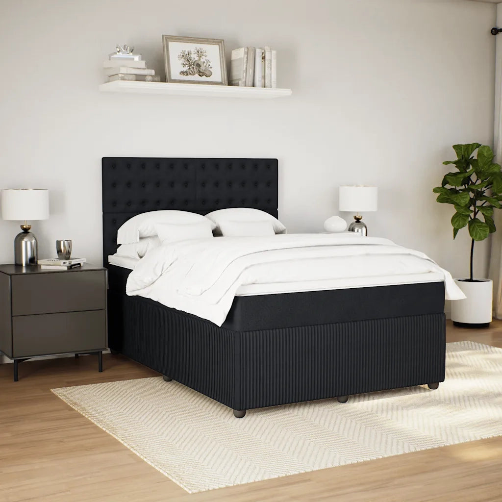 Giroletto a Molle con Materasso Nero 140x190 cm in Velluto 3292348