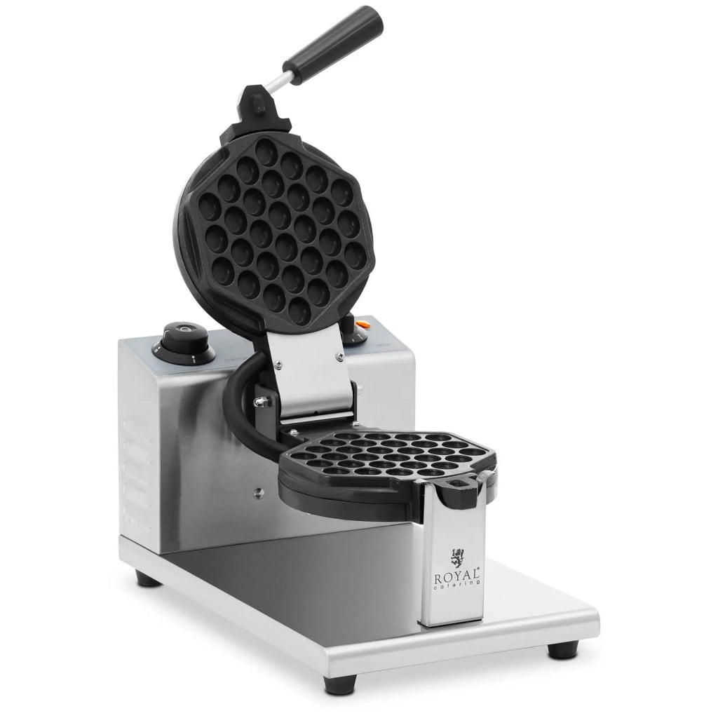Waffliera professionale rotonda 1 waffel a bolle 1200 W acciaio inox alluminio teflon argentato 14_0009104