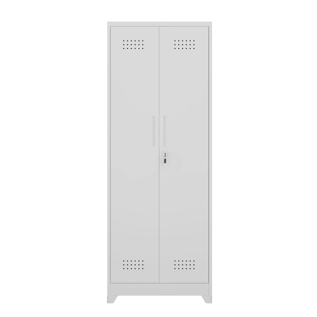 ARMADIO 165 cm in metallo bianco con ripiani regolabili e asta appendiabiti