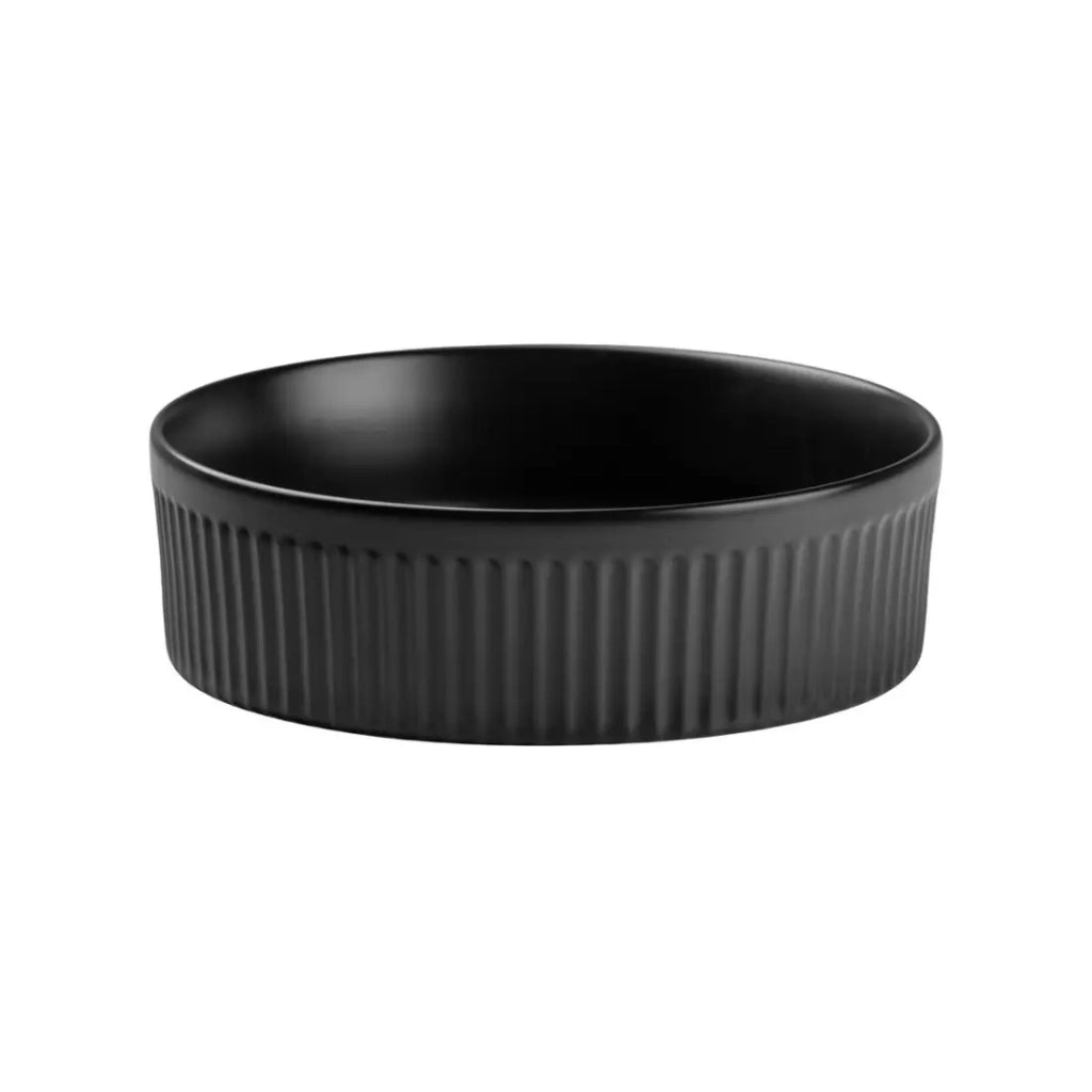 Lavabo da appoggio rotondo 36 cm nero opaco con piletta clic-clac nera inclusa