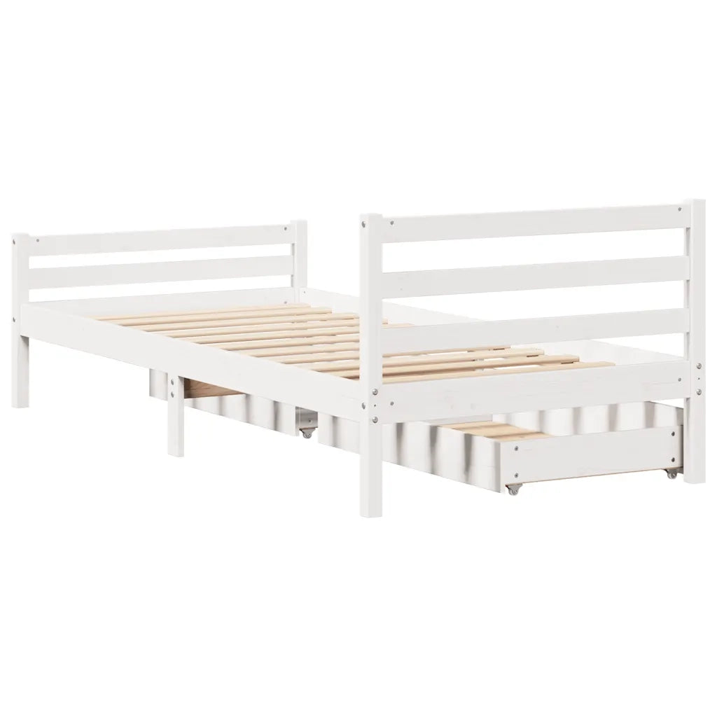 Giroletto senza Materasso-Struttura Letto Bianco 100x200 cm Legno Massello Pino 220013