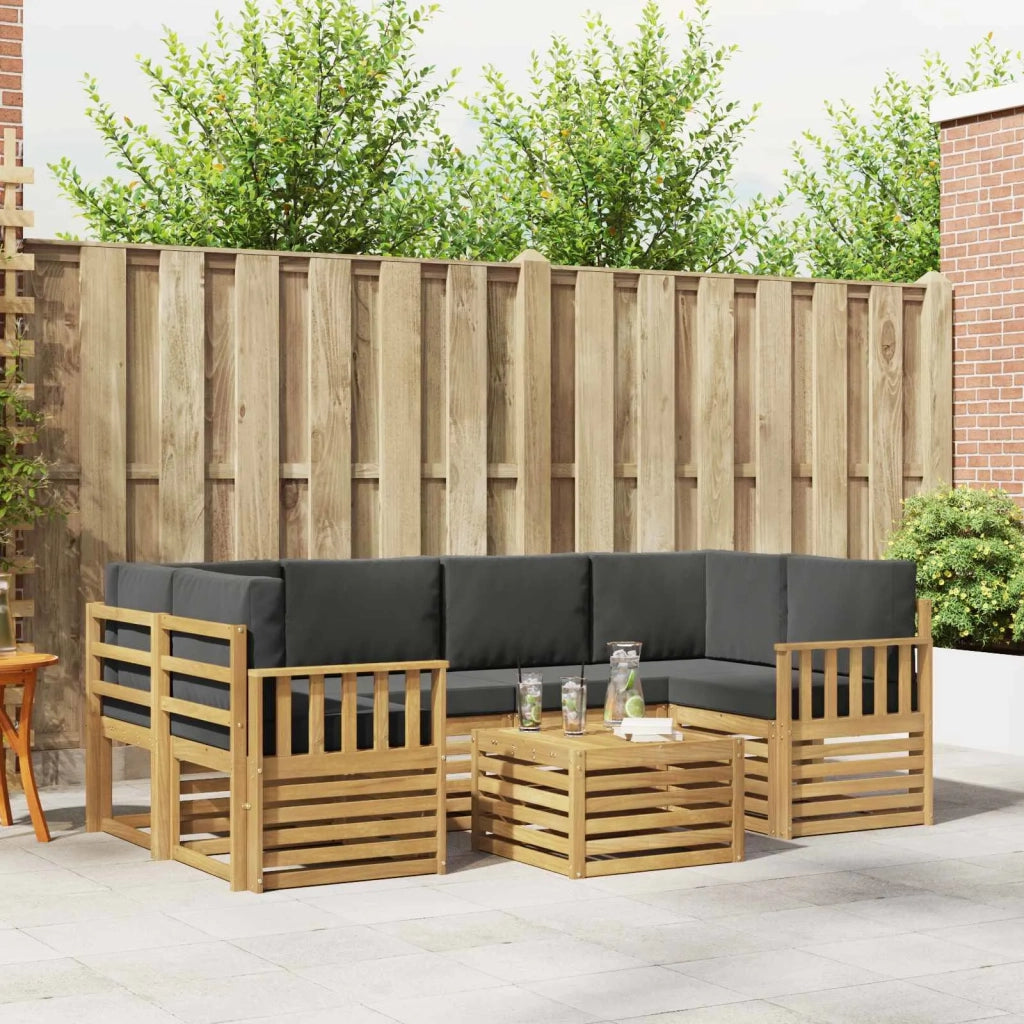 Set di divani da esterno 7 pcs Bianco e Antracite Poliestere