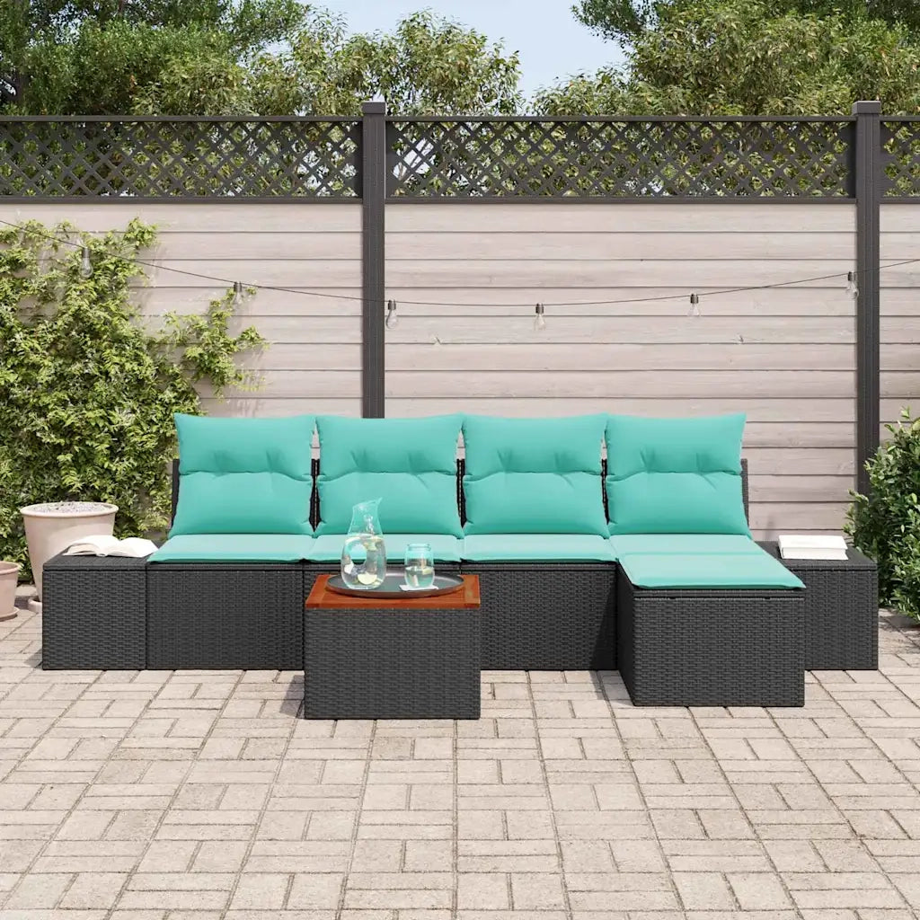 Set Divano da Giardino 6 pz Nero polyrattan 3347949