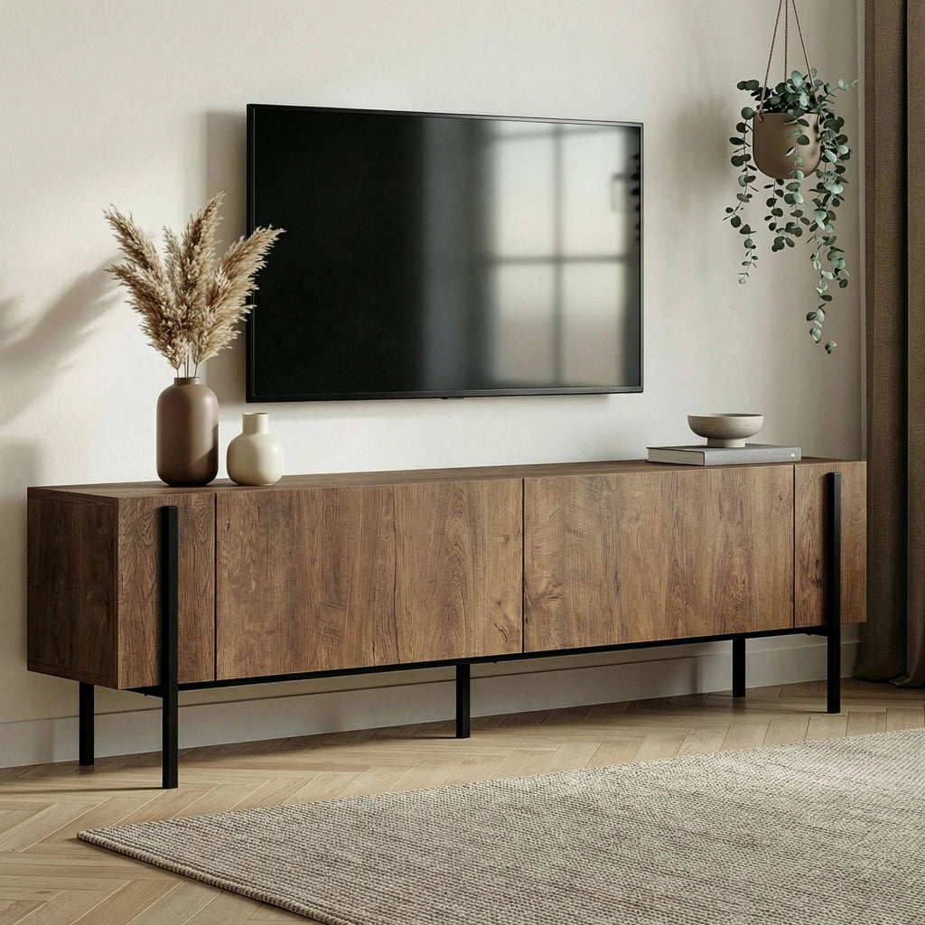 Noga, Mobile Porta tv 2 Ante, 180x30x45h cm Marrone Rovere Rustico