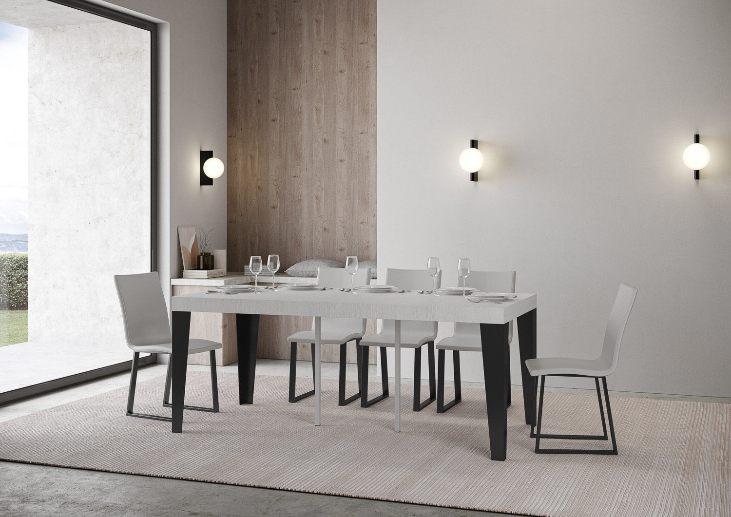 Consolle Allungabile 90-196x40x77 cm in Nobilitato Bianco