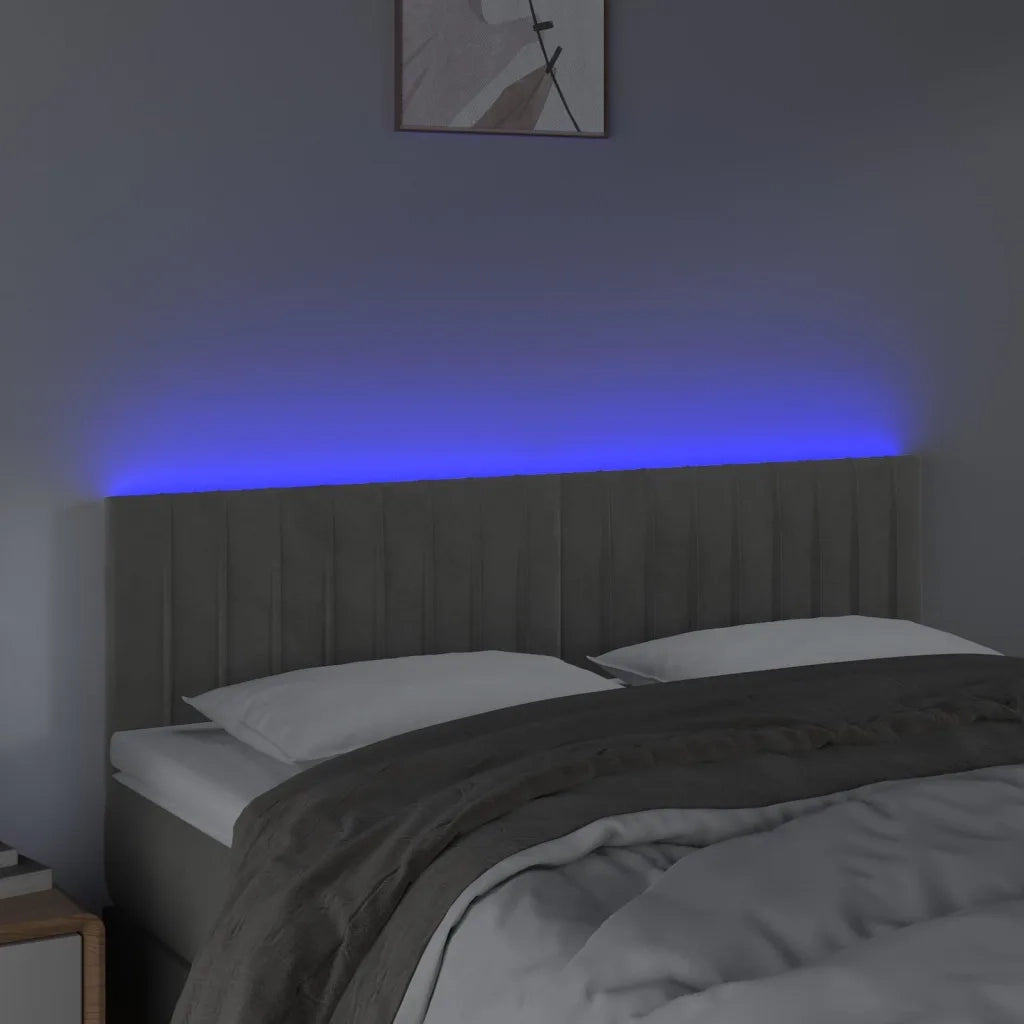 Testiera a LED-Testata con LED Grigio Chiaro 144x5x78/88 cm in Velluto 142568