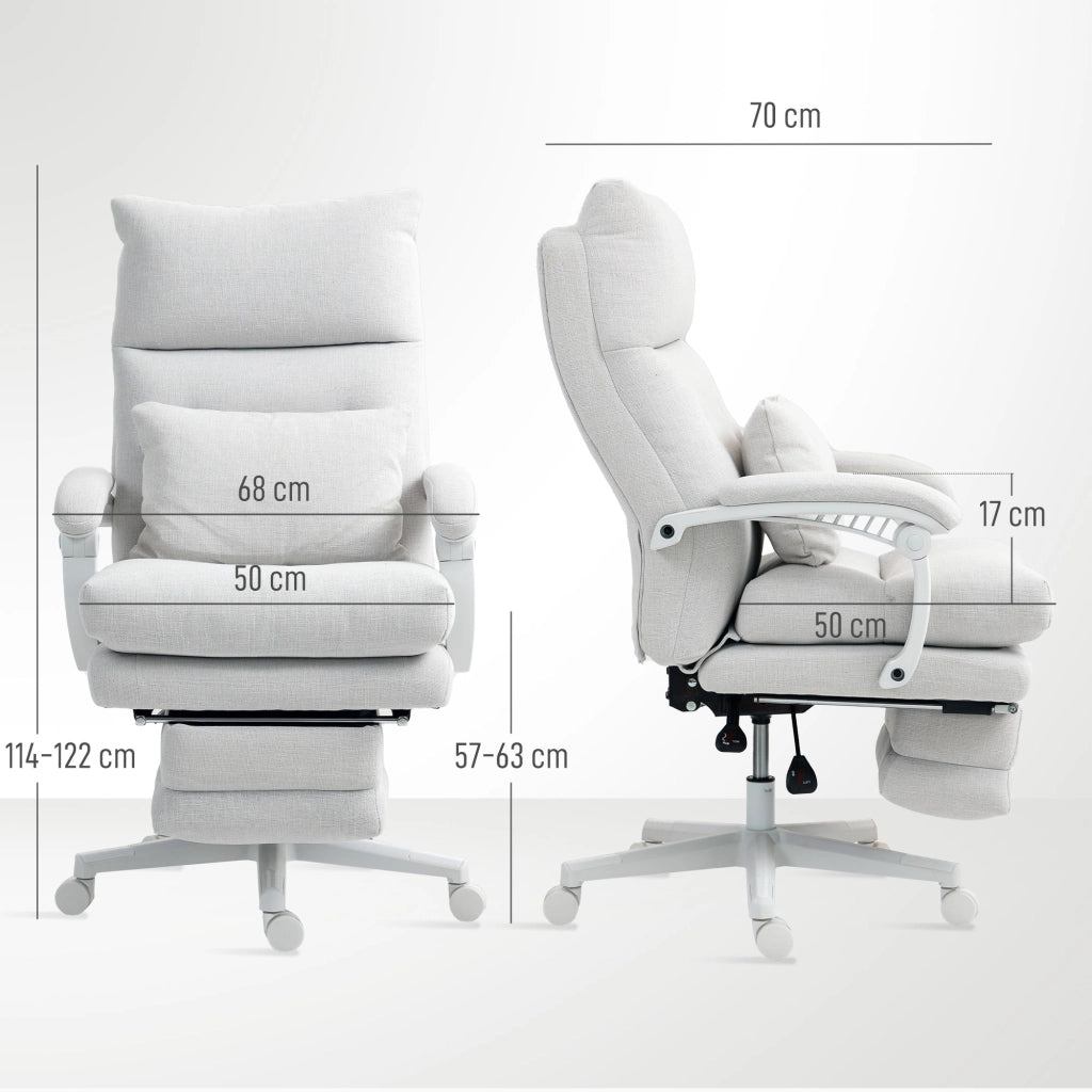 Poltrona relax reclinabile con poggiapiedi ¨C Xylo ¨C tessuto lino crema, regolabile 160¡ã