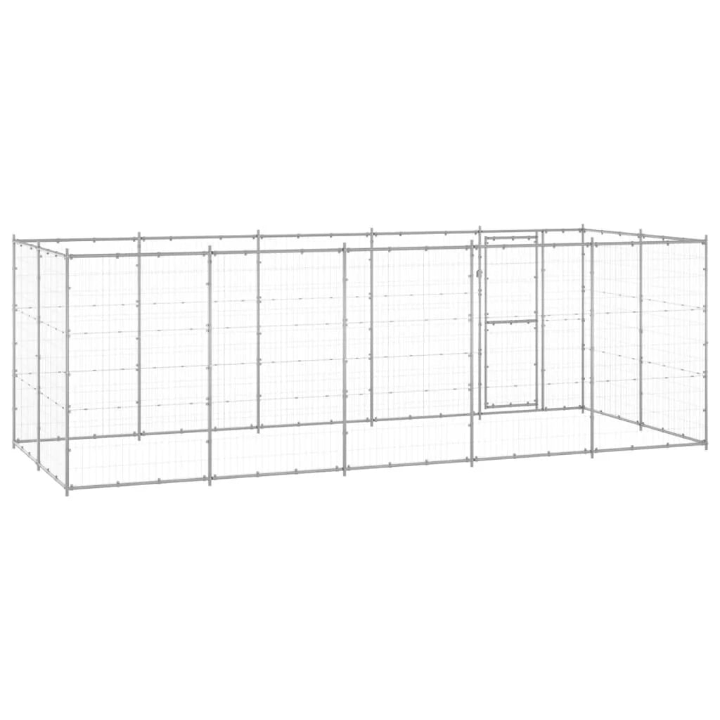 Cuccia da esterno gabbia recinto per animali box esterno per cani in acciaio zincato 12,1 m² 02_0000406
