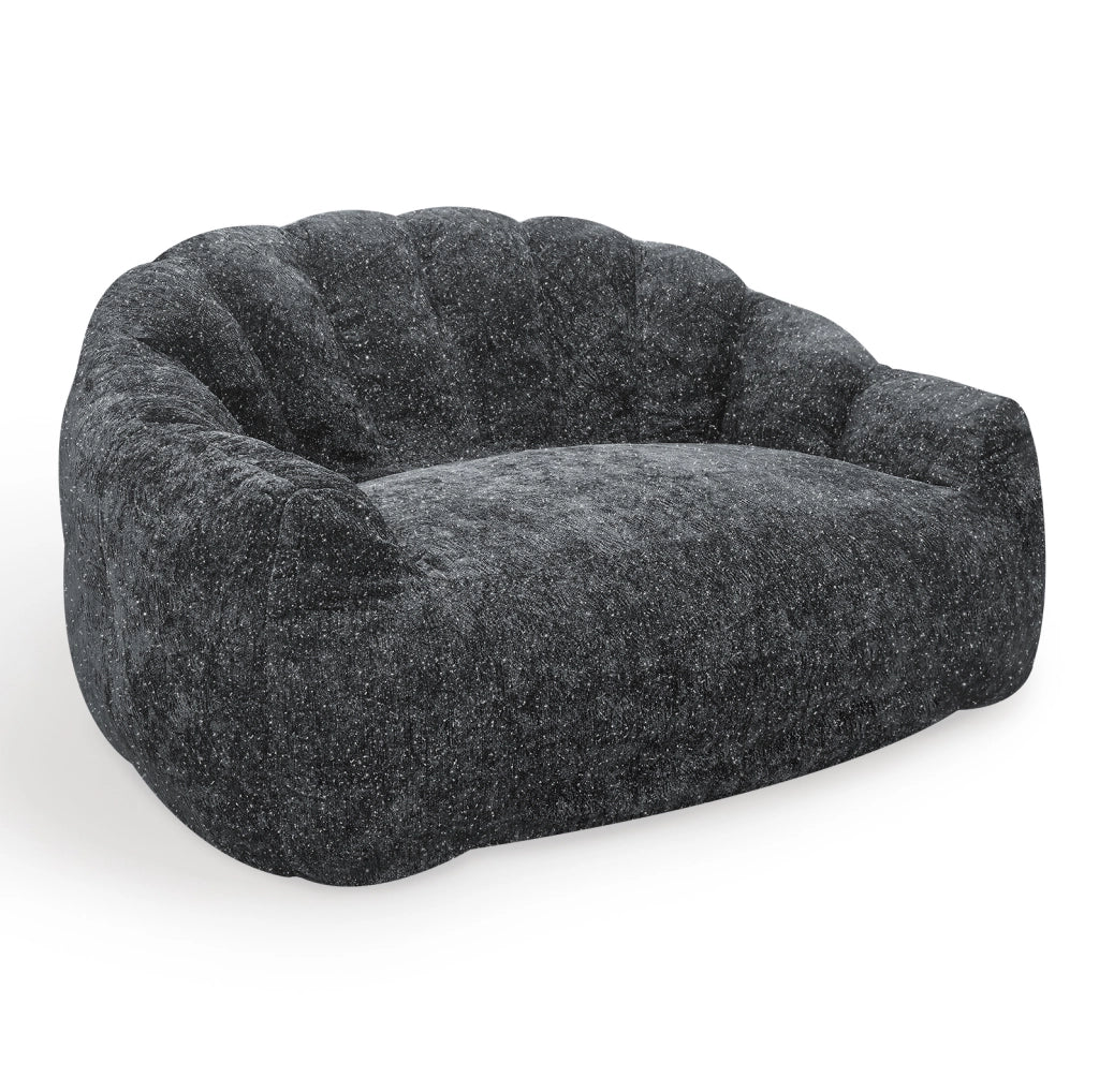 Poltrona sacco con braccioli ergonomica in pelliccia sintetica blu