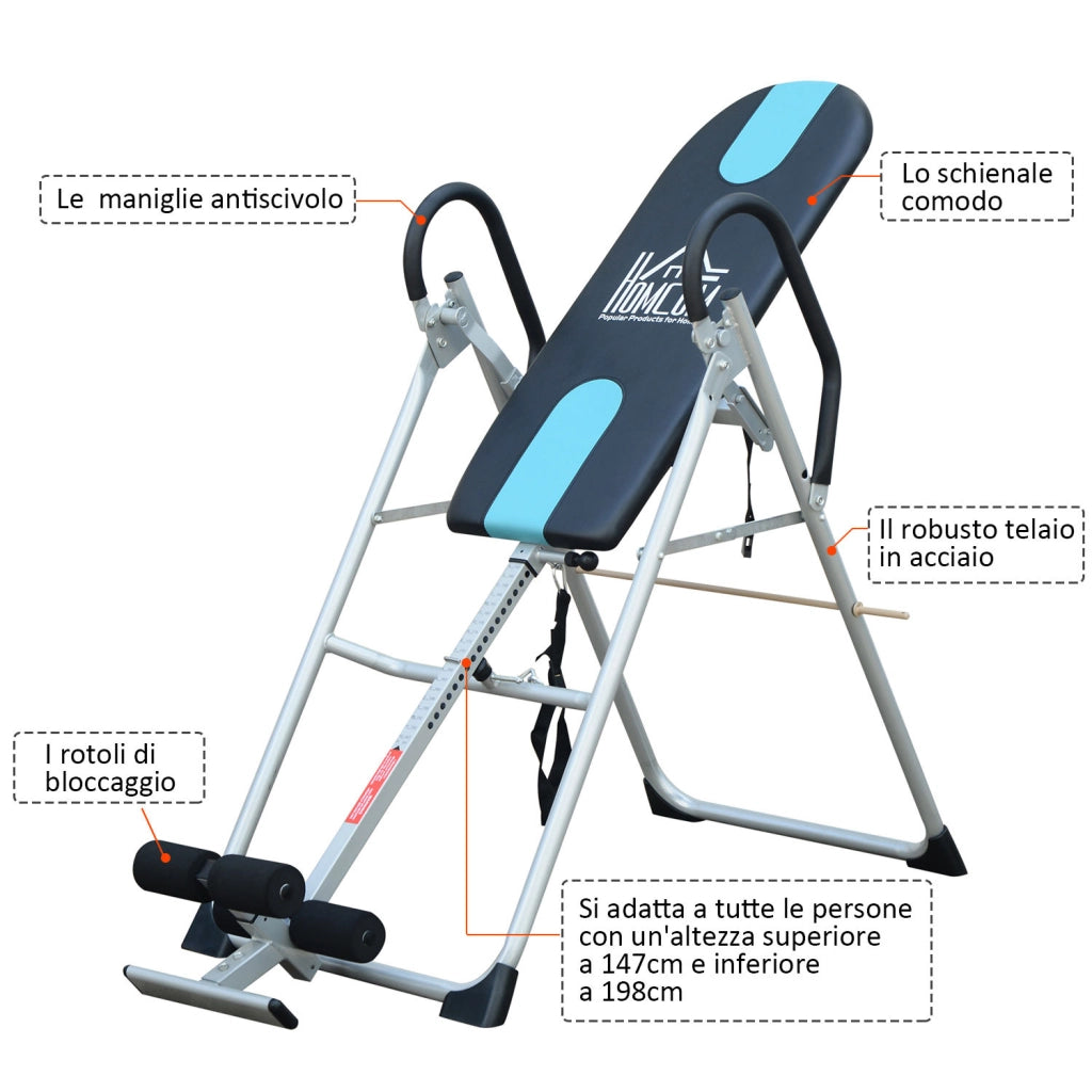 Easycomfort Panca a Inversione Gravitazionale Professionale Imbottita, Tavola di Inversione in Acciaio, 65x112-142x126cm
