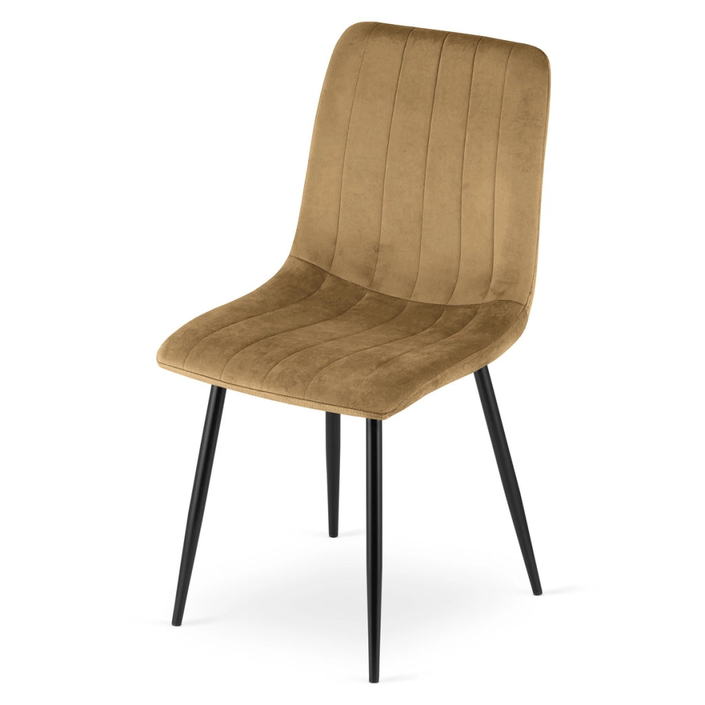 Sedia Lava in velluto marrone con gambe in metallo nero