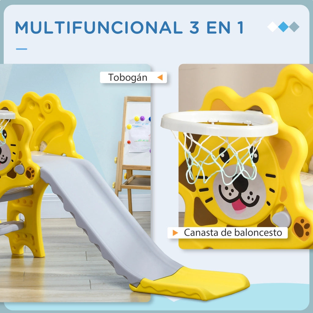 Letto a Soppalco per Bambini con Scivolo e Scala ¨C Zephmum ¨C Giallo Grigio 131x50x74cm