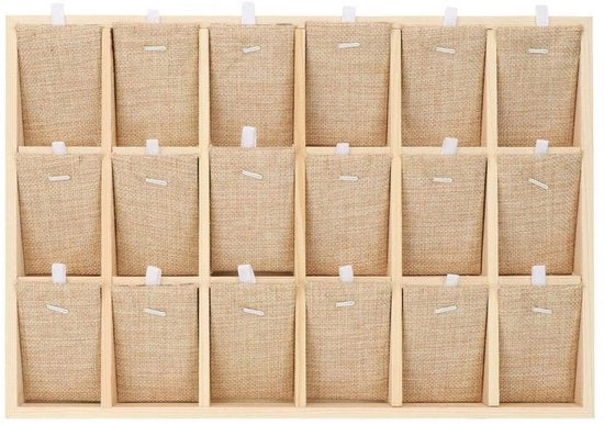 Organizzatore in legno con tessuto di velluto per gioielli - Orecchini/bracciali/colli - Multifunzionale - 12/18 tasche - Borsa da viaggio - Display per gioielli - Organizzatore per gioielli