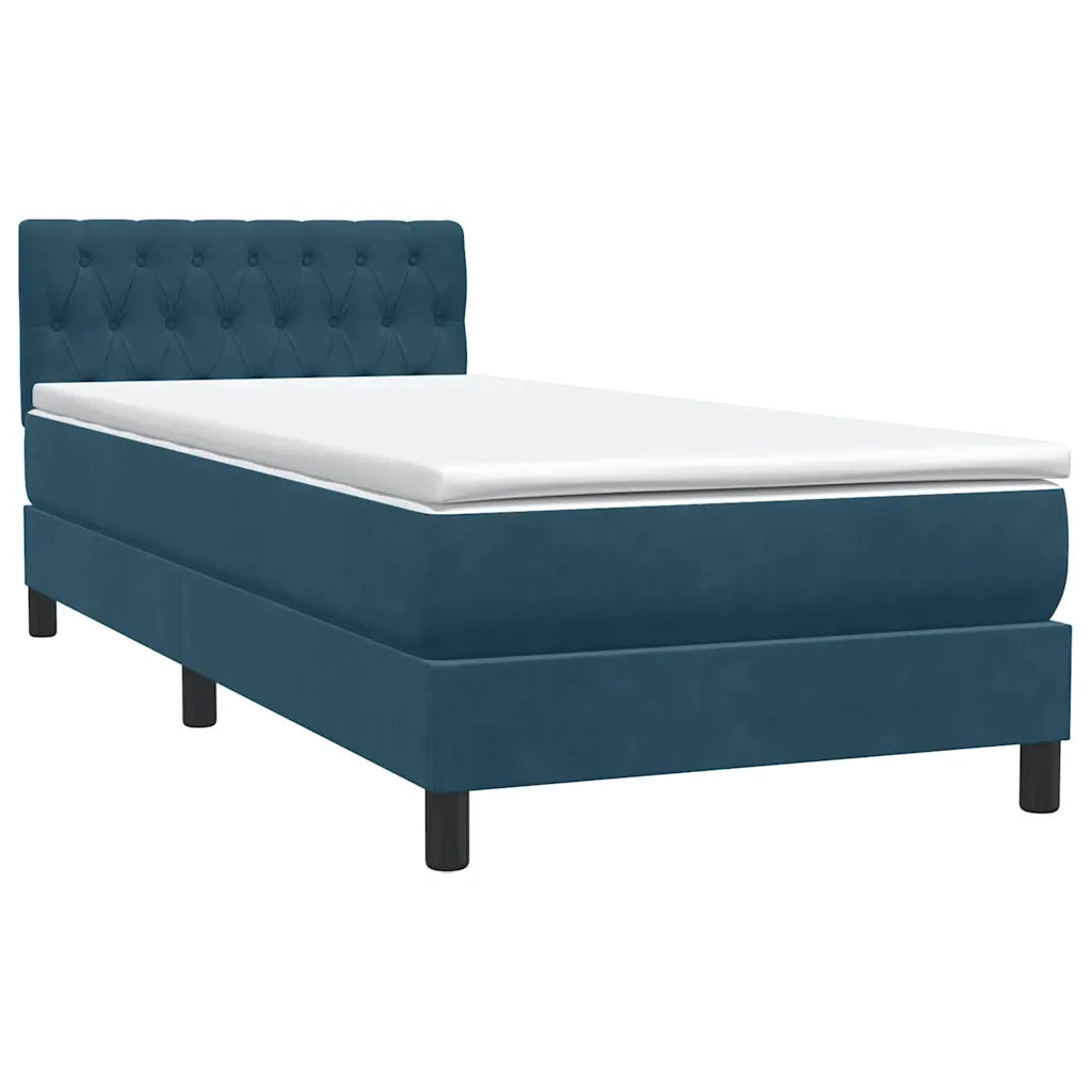 Giroletto a Molle con Materasso Blu Scuro 80x220 cm Velluto 3316525
