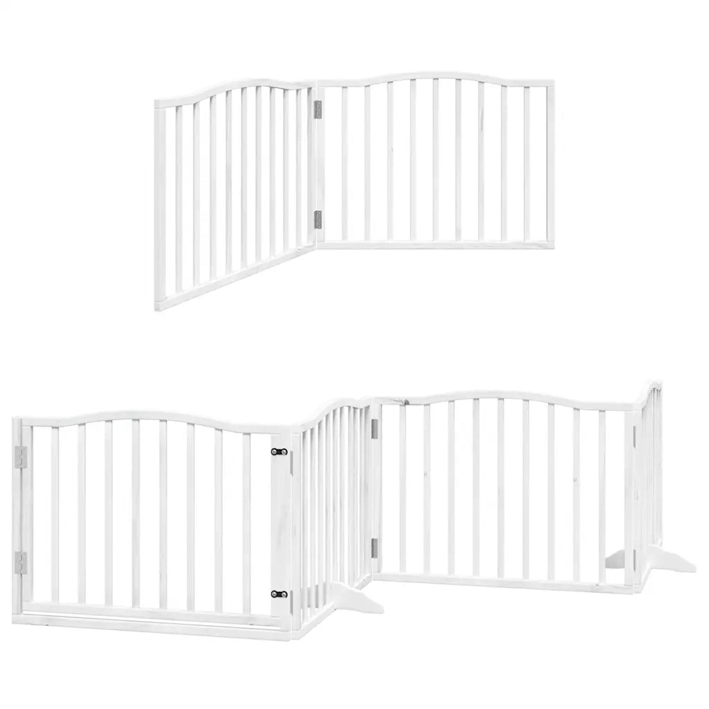 Cancello Cani Porta Pieghevole Bianco 12 Pannelli 640 cm Pioppo 3155618