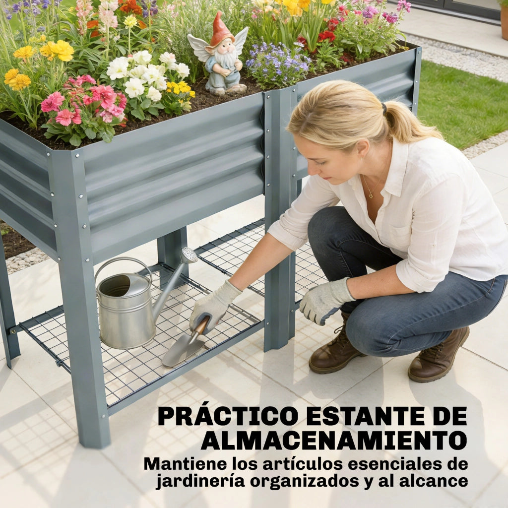 Tavolo da Coltivazione Urbano con Ripiano Inferiore ¨C Zephmum ¨C Grigio 120x55x80 cm