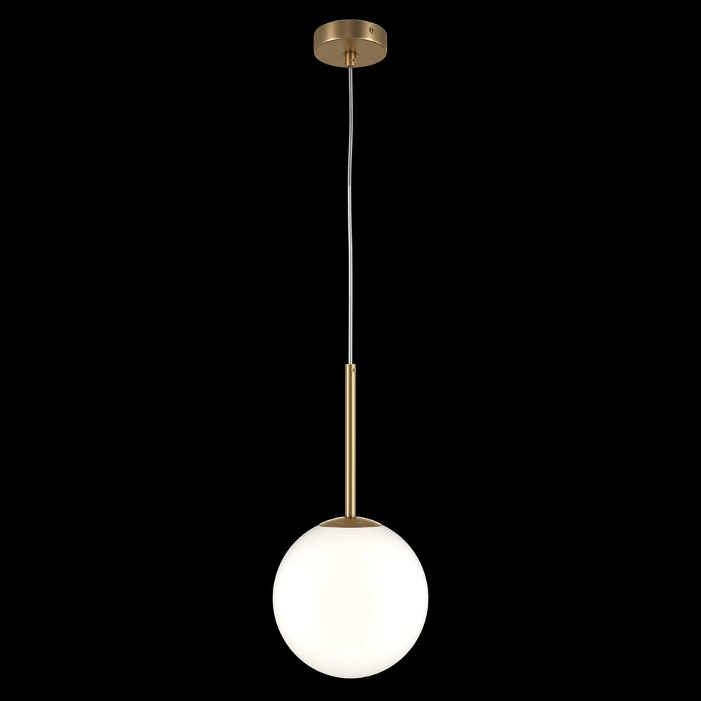 Lampadario Minimal Basic Form Grande In Metallo Oro 1 Luce E Diffusore Bianco